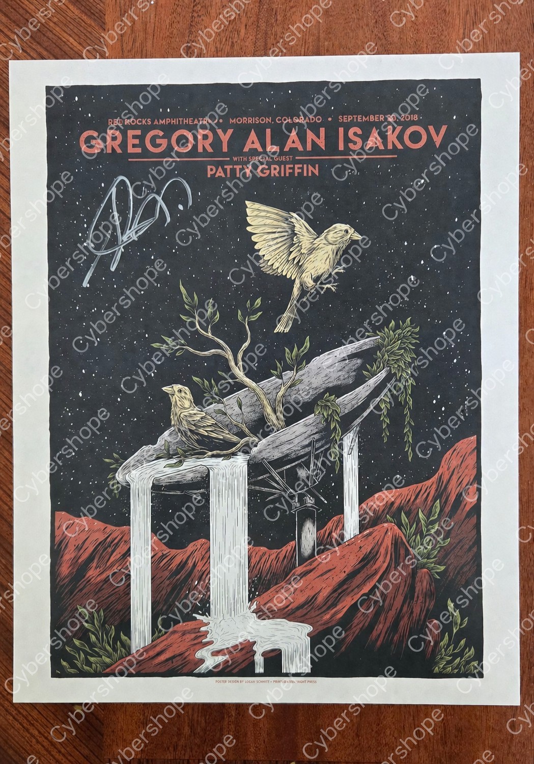 Gregory Alan Isakov Signed Poster Red Rocks Colorado 9/30/2018