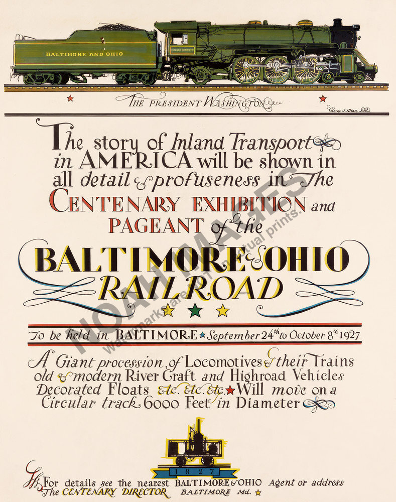 Baltimore Ohio Railroad train exhibition travel poster 16×20