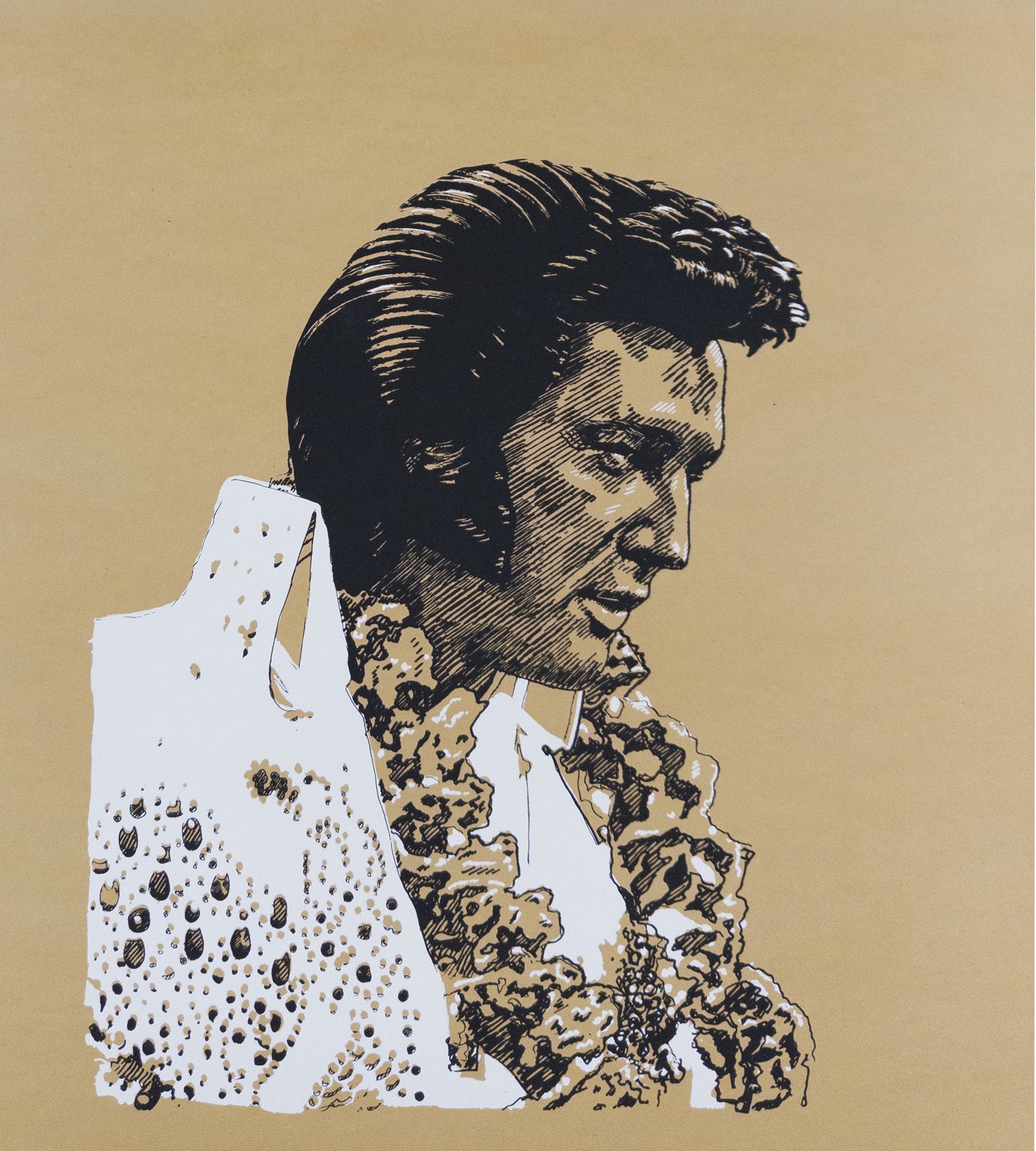 Pristine vintage Elvis Presley silkscreen by K. Chillis 1978 • MINT • RARE