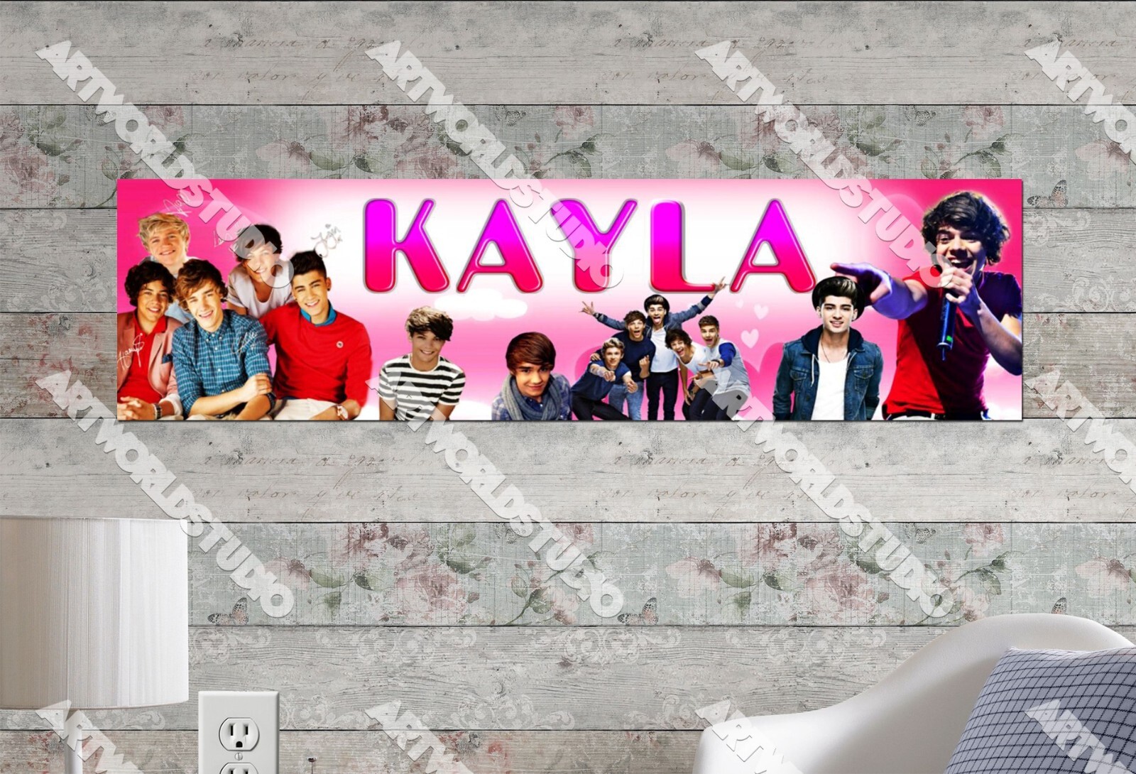 One Direction – Personalized Name Poster Customized Birthday Wall Decor Banner