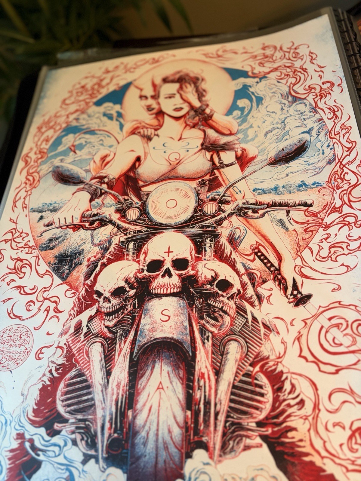 Dan Mumford Signed Illustration Poster Motorcycle Skulls Women Biker Horror