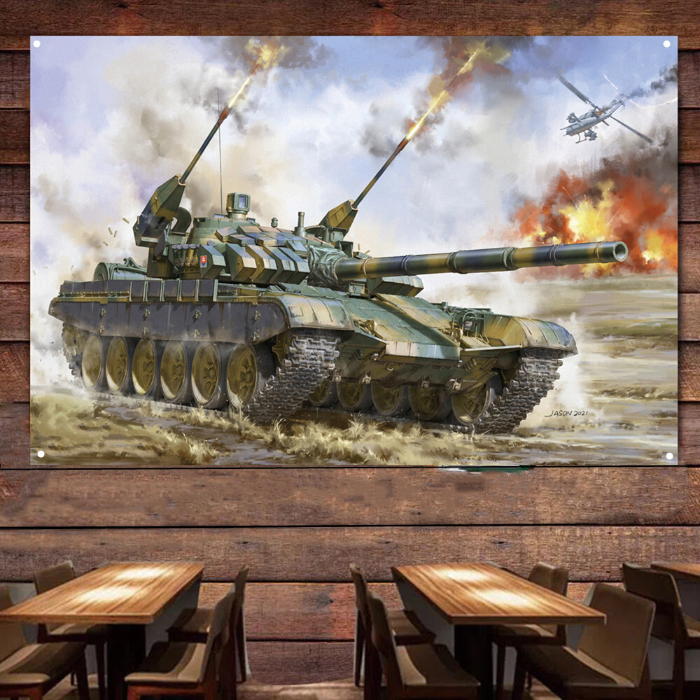 T-72M2 Soviet Main Battle Tank Wall Decor Banner Flag Armored Weapons Poster