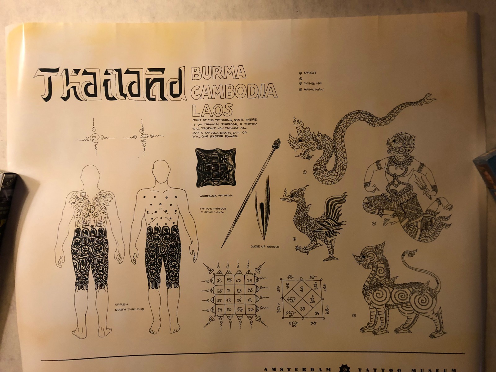 THAILAND TATTOO ART HISTORY REF POSTER BODY ART AMSTERDAM MUSEUM ’99 NETHERLANDS