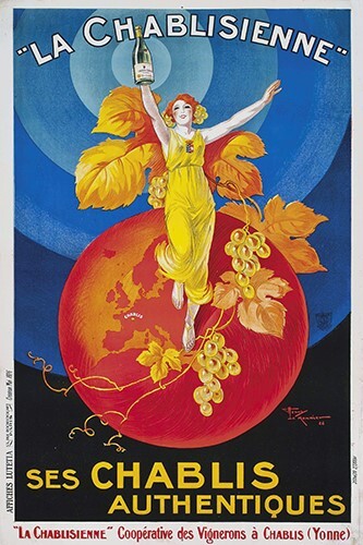 Vintage 12×18 French Chablis Wine Alcohol Beverage Advertising Poster
