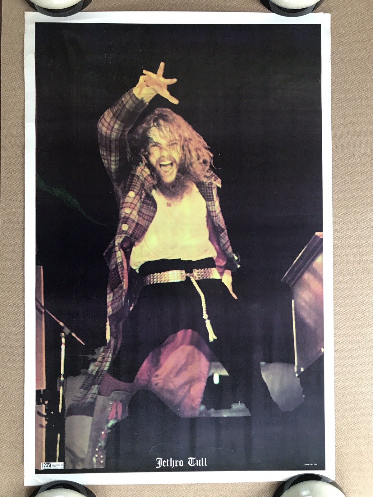Vintage Original 1970s Jethro Tull Poster On Stage Rock Music Memorabilia