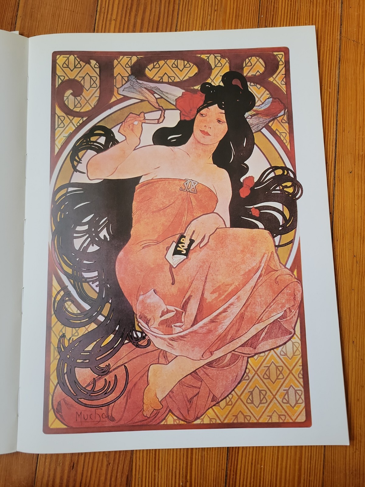 JOB Woman in Red Poster Art of Alfons Maria Mucha from 1900’s 15” x 11” Unframed