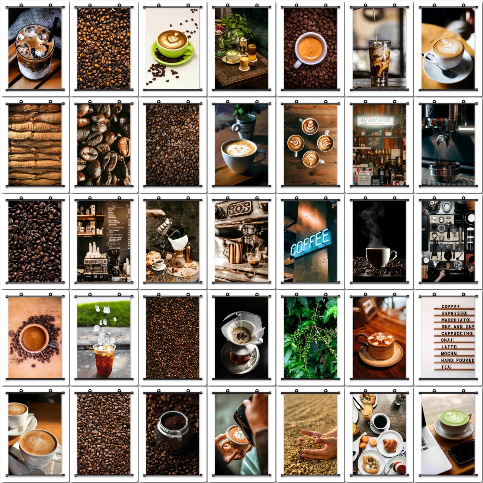 Canvas Scroll Poster Decor Coffee Beans Hanging Wall Painting 24″ x 36″ Inch C29