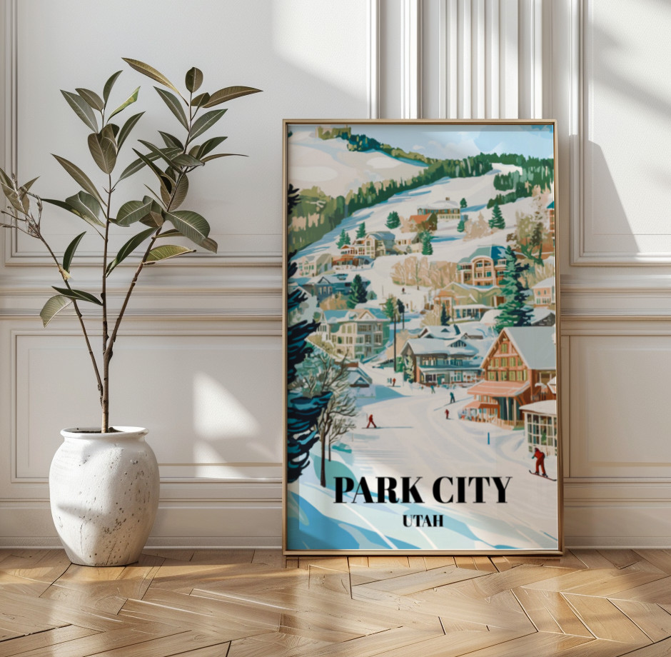 Park City Utah Travel Poster, Ski Resort Wall Art Print of Park City Decor