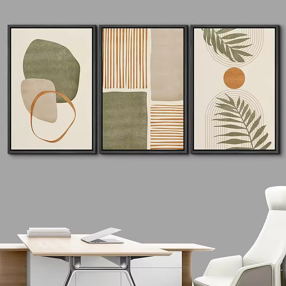 Simple Style Canvas Print Posters Wall Art Painting Set Tropical Leaves Abstract