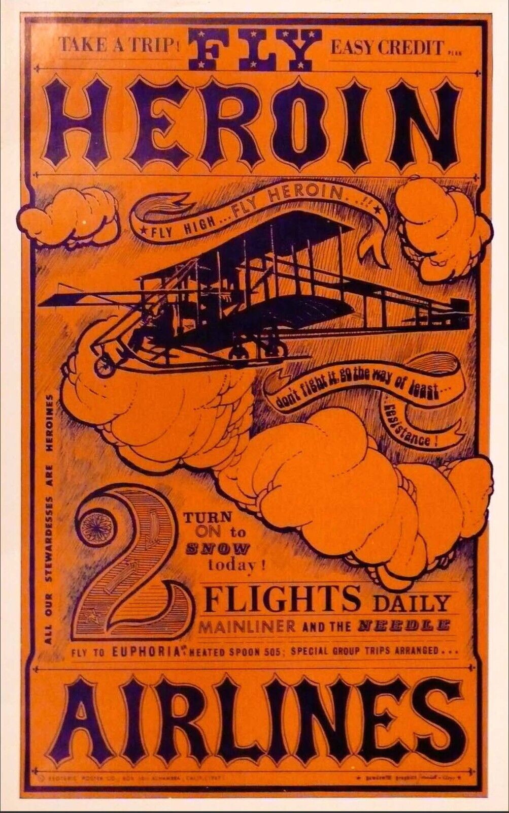 “Fly Heroin” Original 1967 Uncirculated Dope Poster Publisher’s Collection