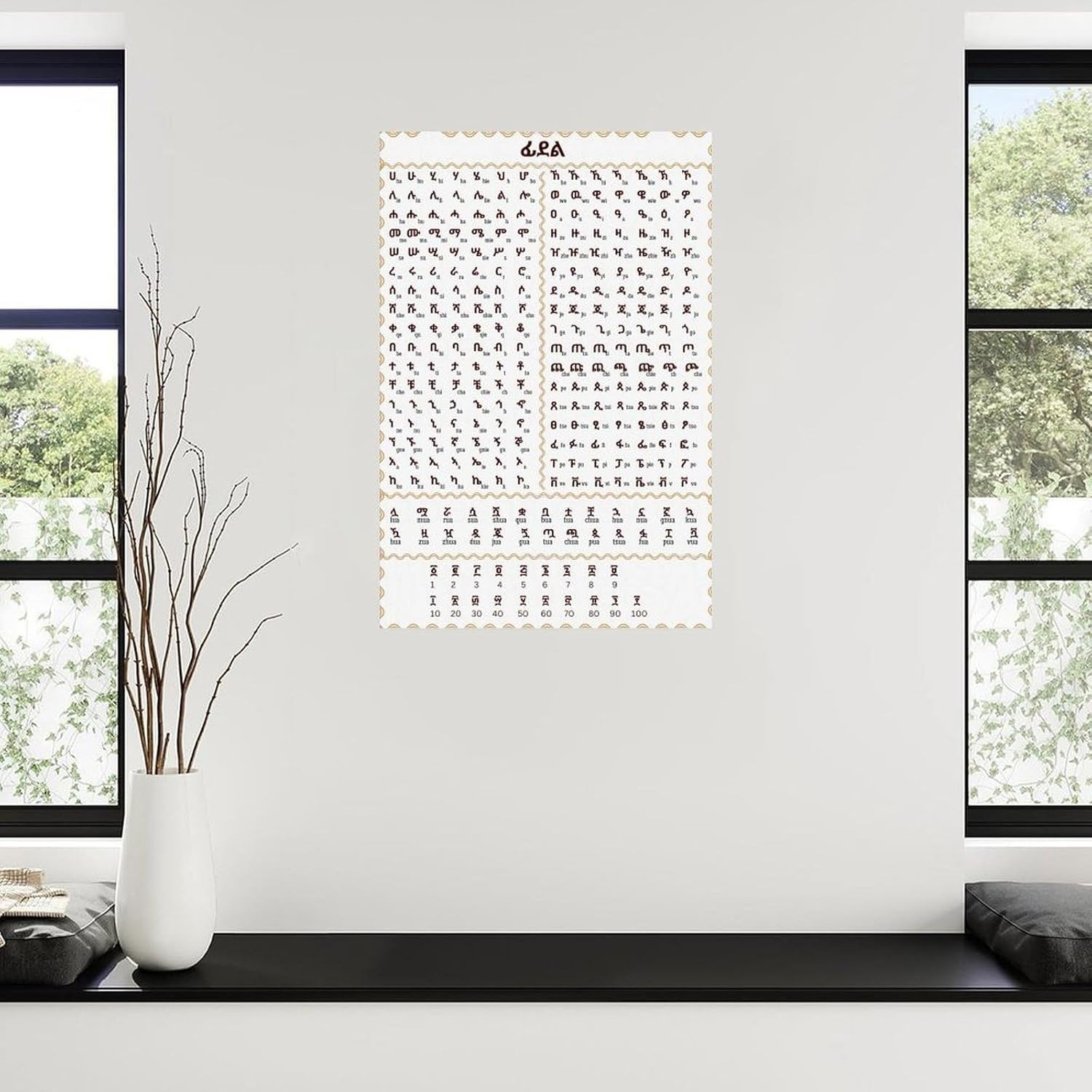 Ethiopian Alphabet Amharic Letters Poster Educational Wall Art