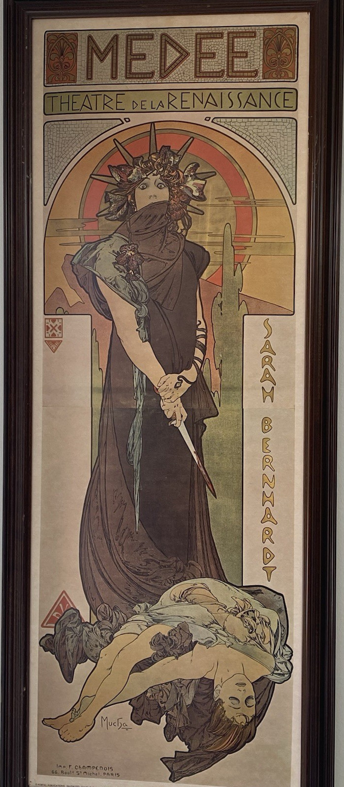 Mucha Medee Theatre de la Renaissance Art Nouveau Poster Sarah Bernhardt Paris