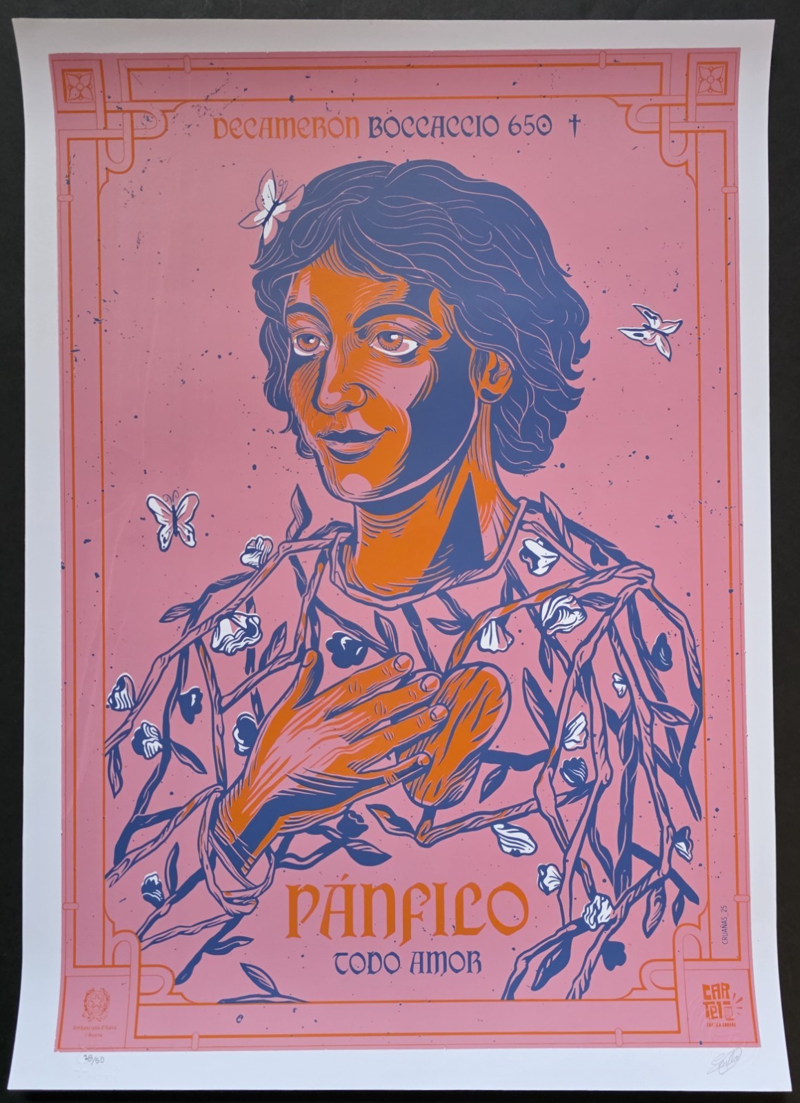 PANFILO / Cuban Silkscreen Poster for Limited Ed. DECAMERON Series / ITALY CUBA