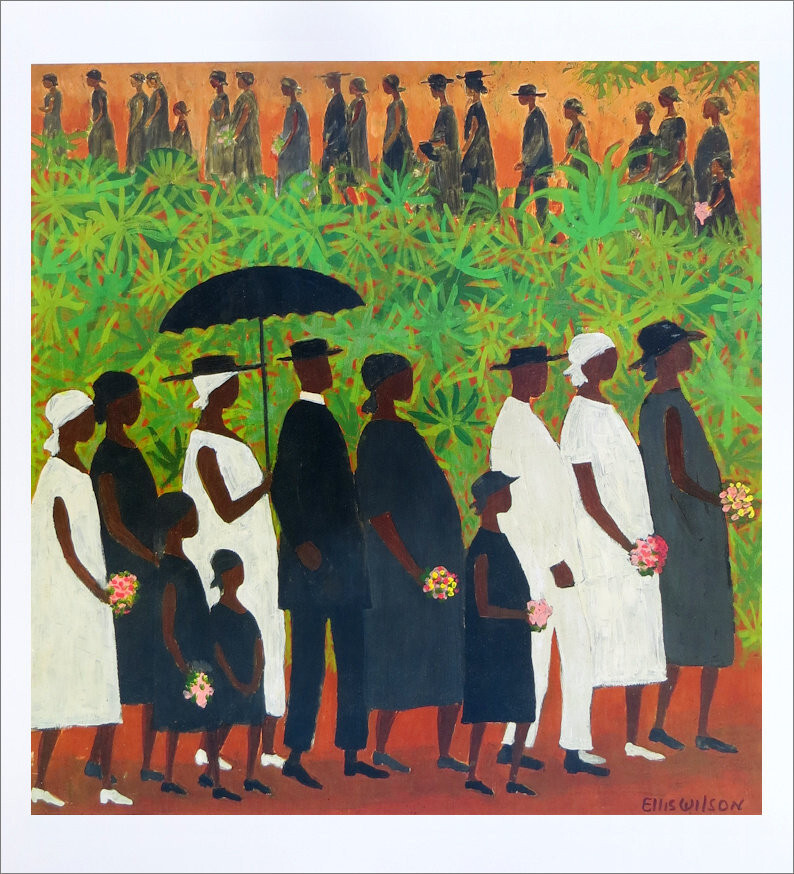 Ellis Wilson Funeral Procession African American Offset Litho 30 x 26-3/4