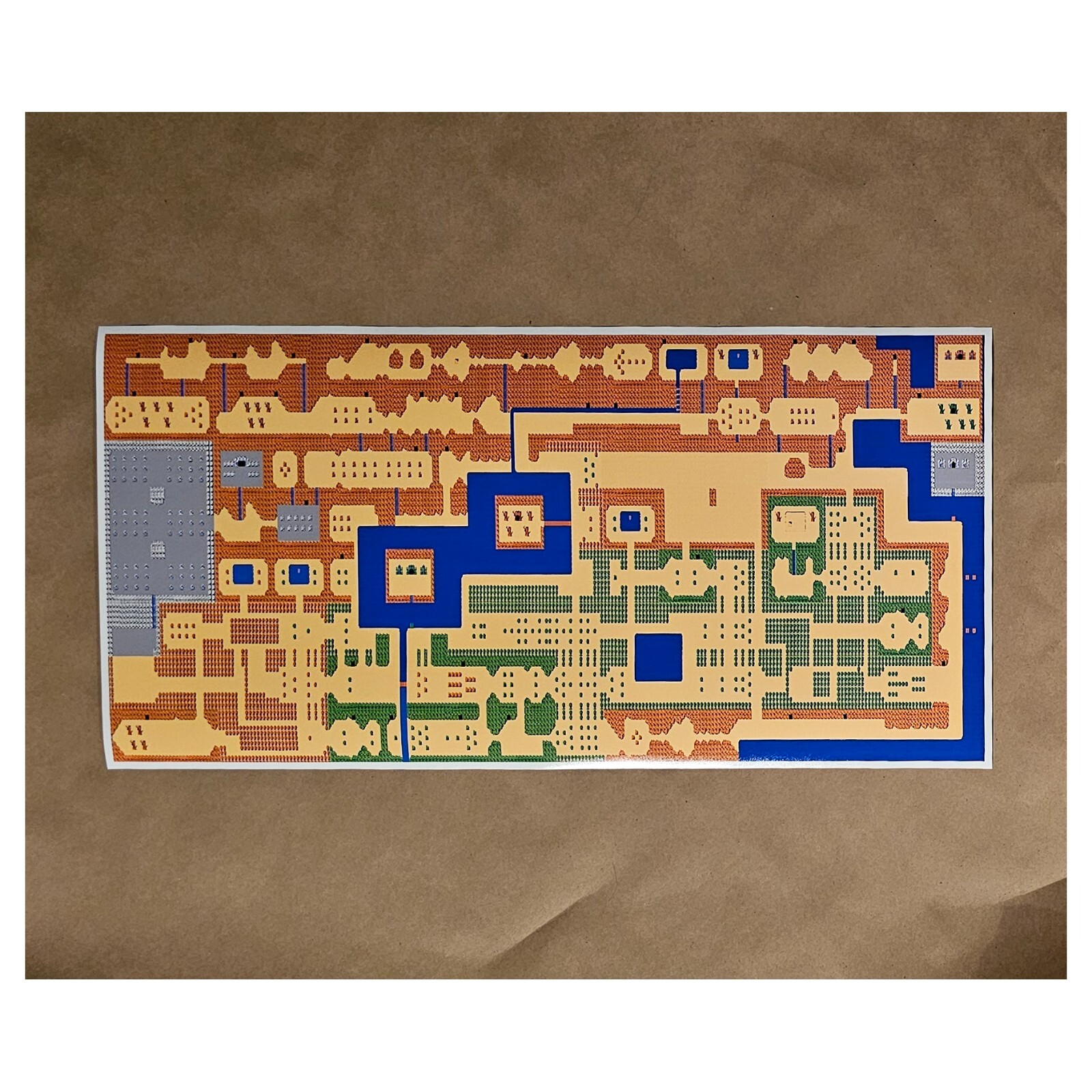 Zelda Map Classic NES 12″ X 24″ The Legend of Zelda Nintendo Link World Map
