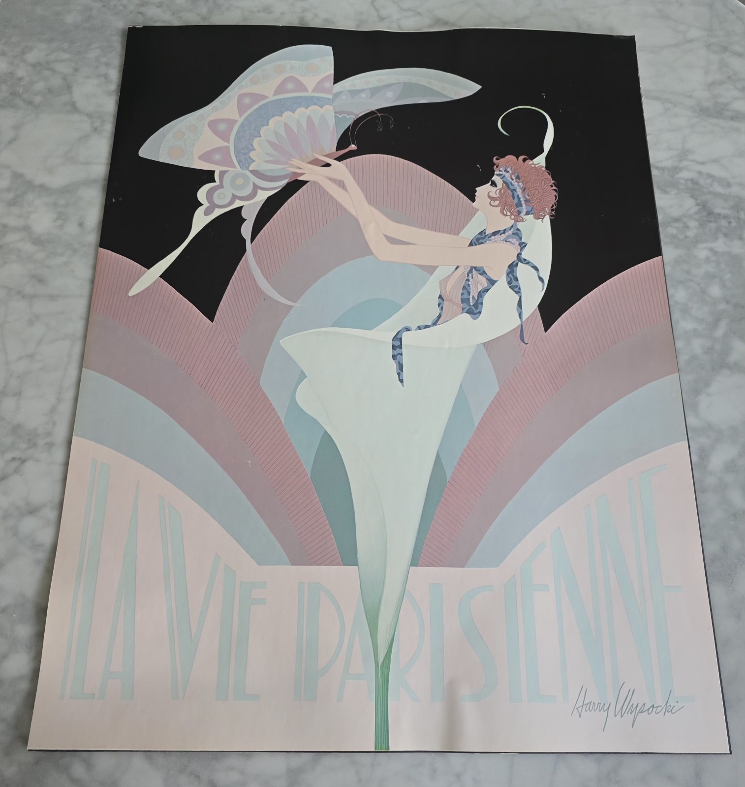 Vintage Art Deco Poster La Vie Parision By Harry Wysocki 28×22