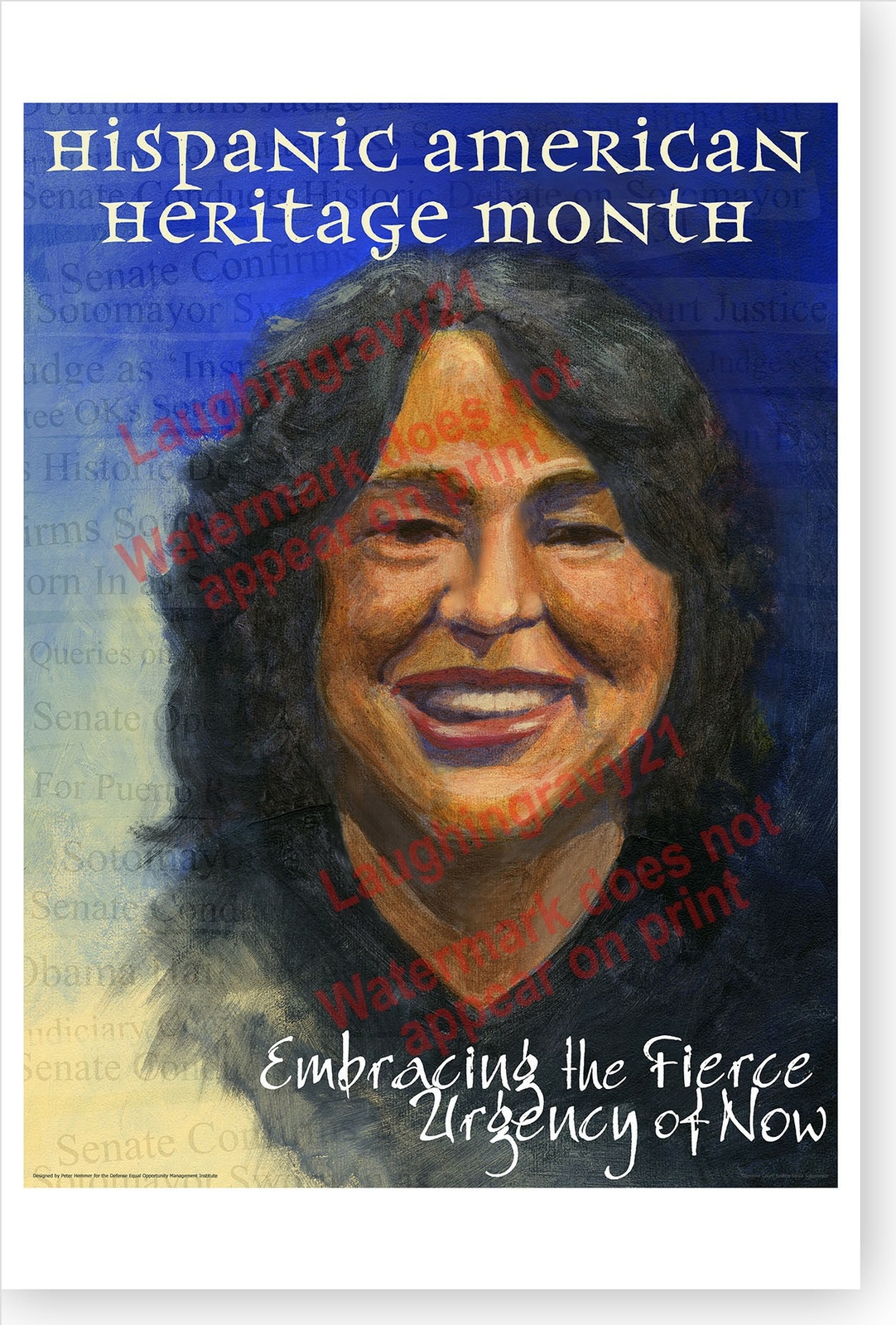Hispanic American Heritage Month Sonia Sotomayor Fierce Urgency DOD Poster