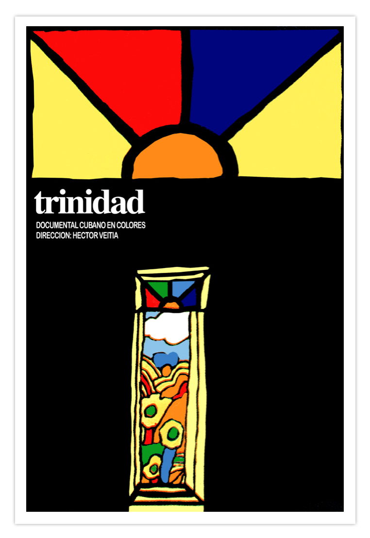 Cuban decor Wall Design movie Poster for Cuba film.TRINIDAD.Color Vitral