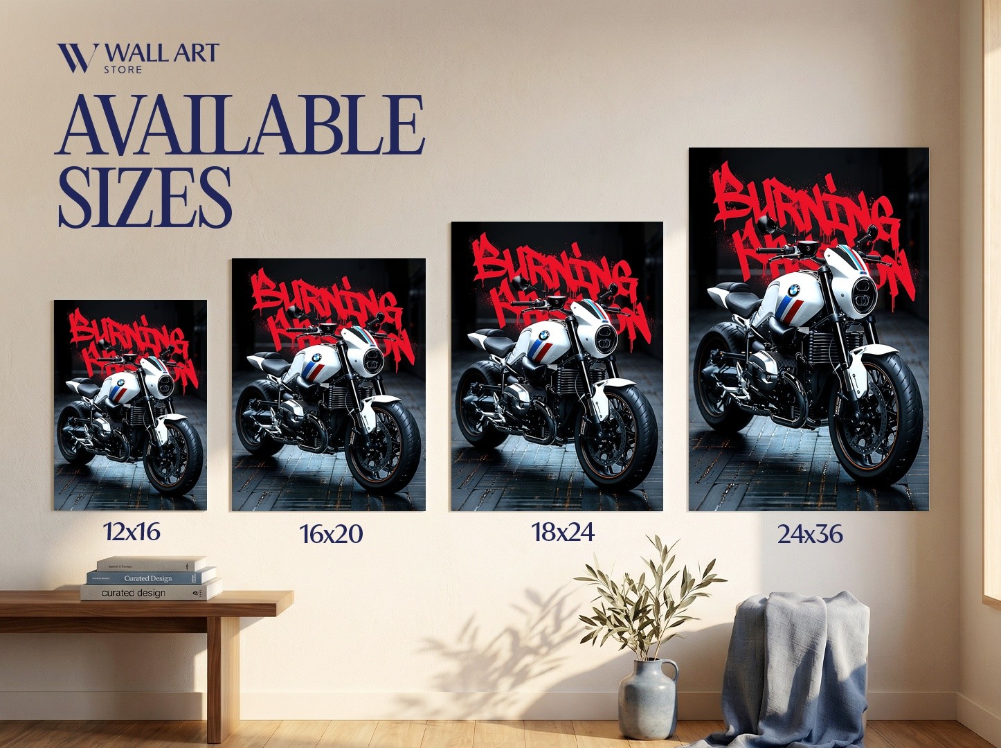 Motorcycle Graffiti Urban Poster | Dynamic Wall Art | Garage Decor