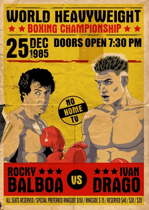 Rocky IV Rocky Balboa VS Ivan Drago Fight Poster/Print Stallone Lundgren 🥊