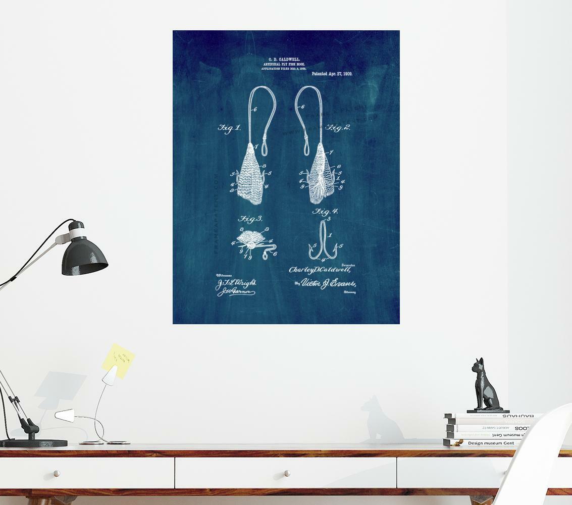 Artificial-fly Fish-hook Patent Print Midnight