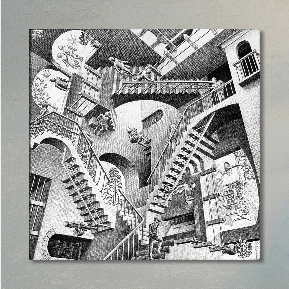 M.C. Escher Relativity Prints Surrealism Artworks Poster Wall Art 24×24