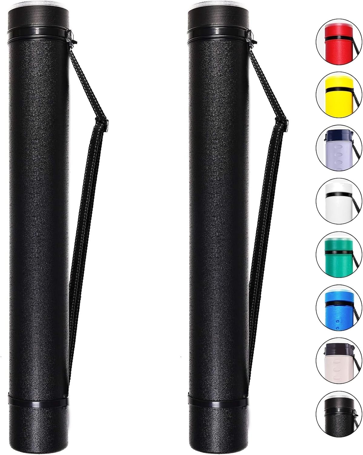 Large Poster Tubes 2 Pack Black Durable Expandable 40 Inch with Shoulder Strap