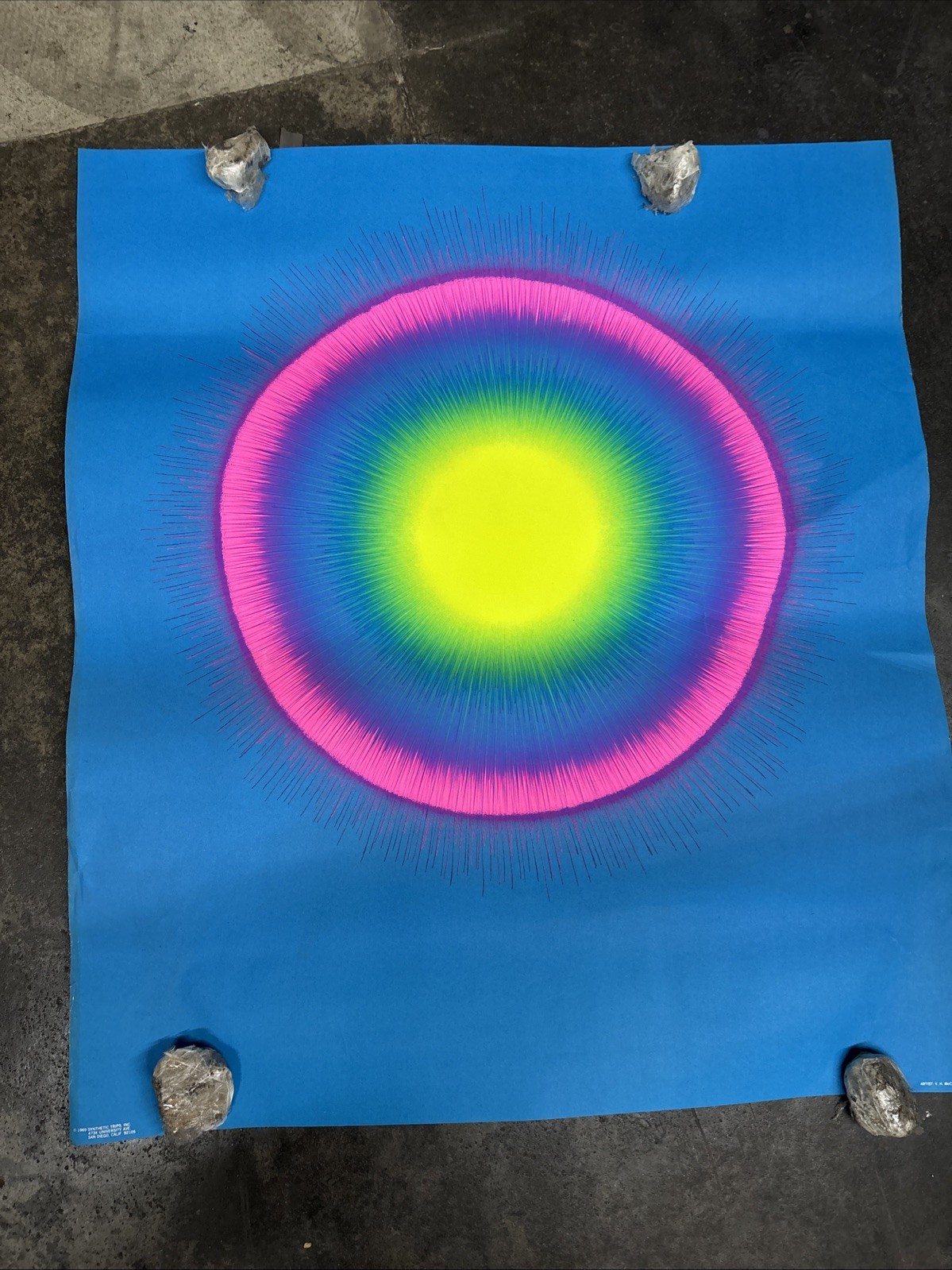 Sun Burst black light poster vintage1969 peace psychedelic C2558