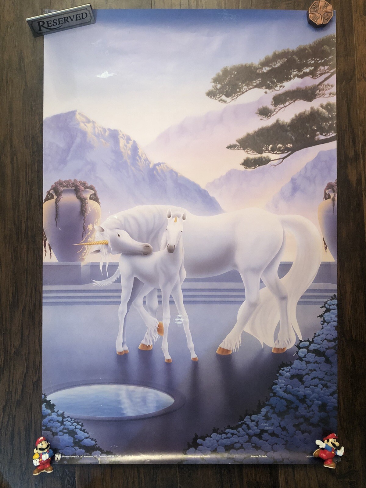Vintage Unicorn Poster 1989 Gary Beale Unicorn Love #8801 Norman James 34×22