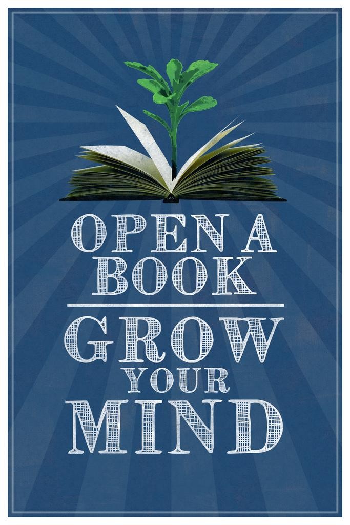 Open A Book Grow Your Mind Classroom Art Laminated Dry Erase Wall Poster 24×36