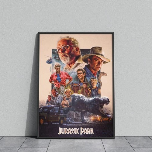 Jurassic Park Dinosaur Adventure Movie Character Collage Poster