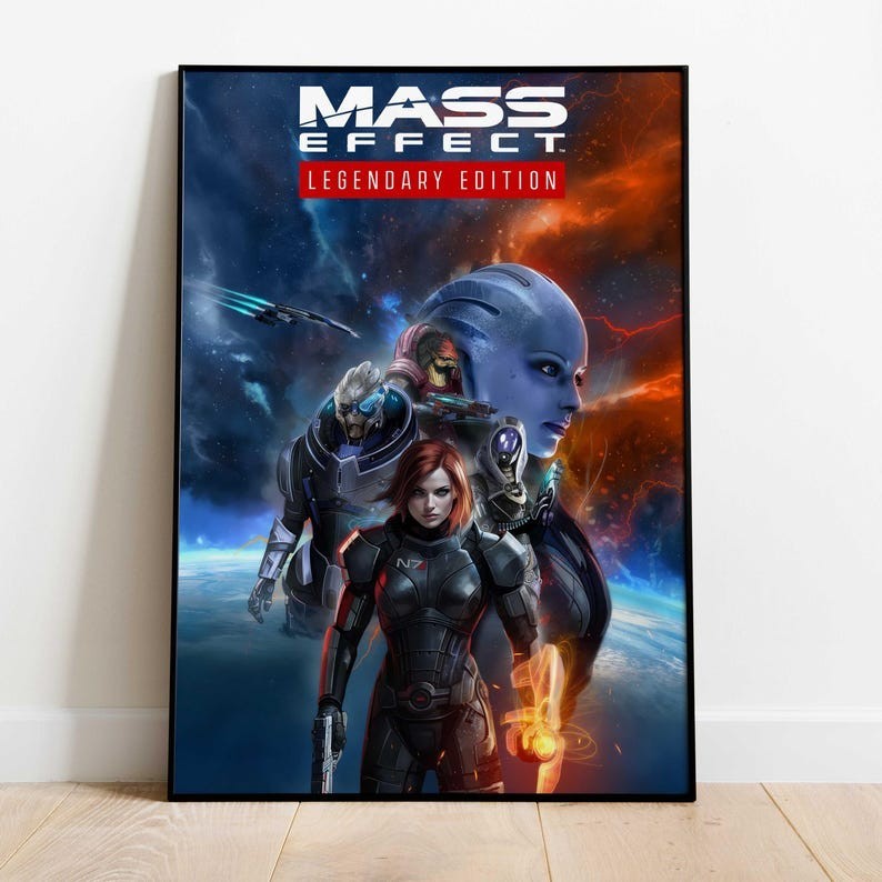 Mass Effect Game Poster , Garrus Vakarian Wall Art , Rolled Print