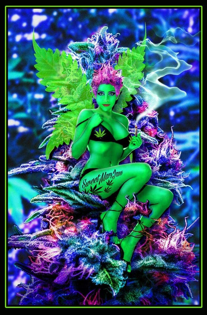 Weed Fairy Non-Flocked Blacklight Poster 24×36 inches