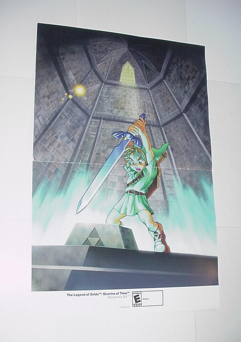 Legend of Zelda Ocarina of Time Poster # 1 Link and Navi Nintendo 64 N64 Classic