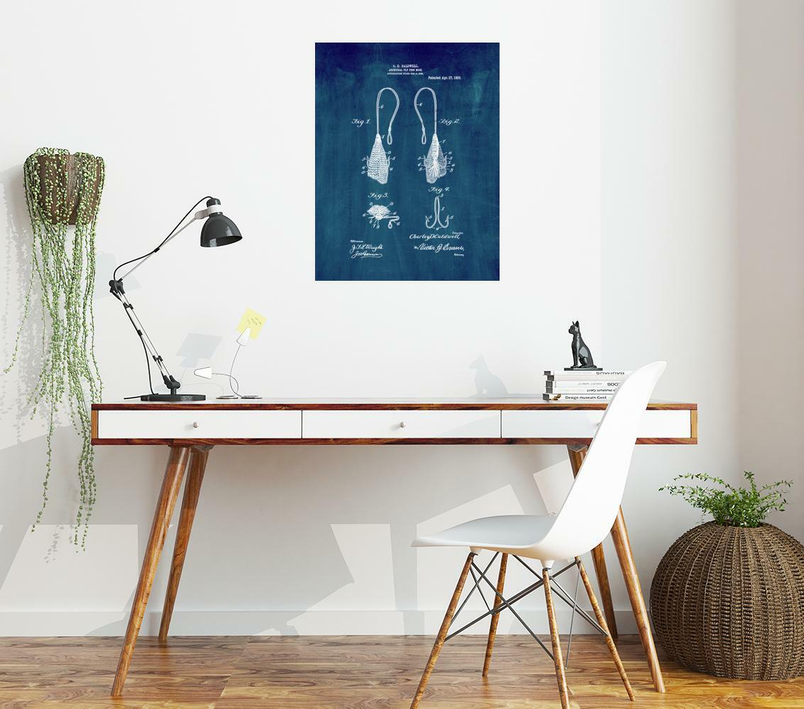 Artificial-fly Fish-hook Patent Print Midnight