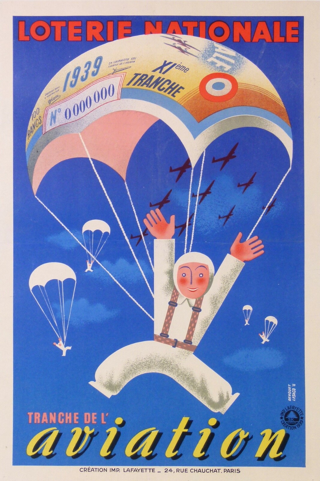 DEROUET-LESACQ LOTERIE NATIONALE TRANCHE DE L’AVIATION 1939