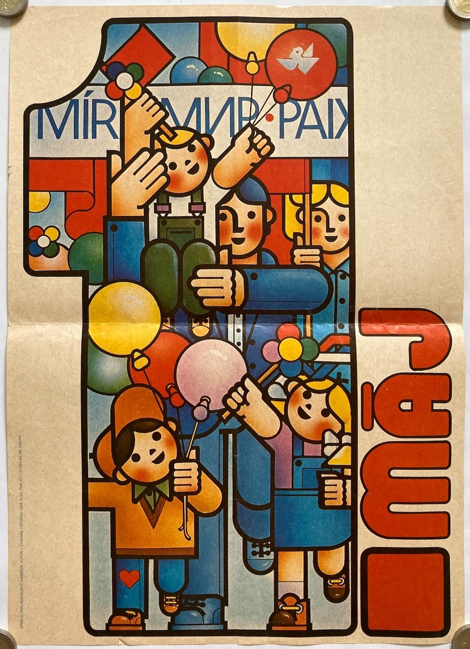 Original Vintage Poster 1st MAY -PEACE – LABOR DAY – CHILDREN – COMMUNISM – 1985