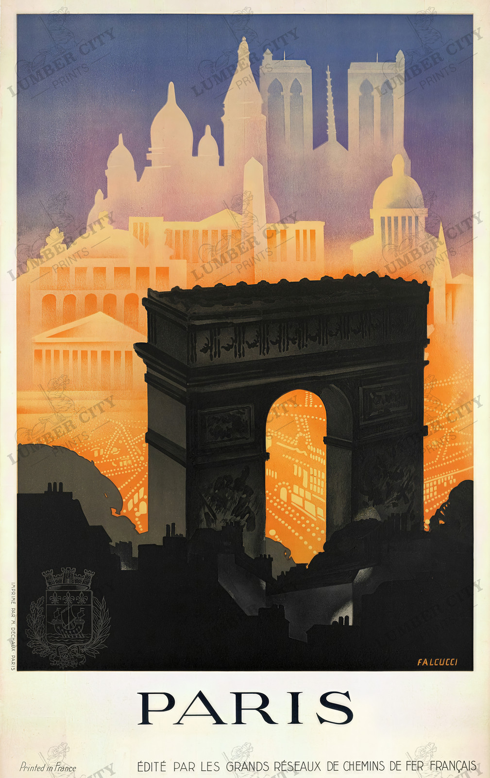 Paris France Vintage Travel Poster 1935 Art Deco Wall Decor Print Retro