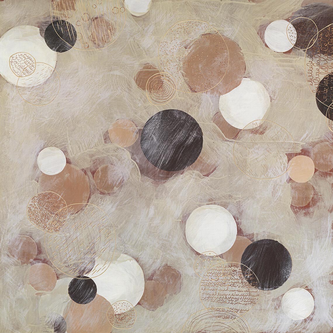 36W”x36H” ICE CREAM SHOPS by ARLEIGH WOOD – SOFT CIRCLES SPOTS CHOICES of CANVAS