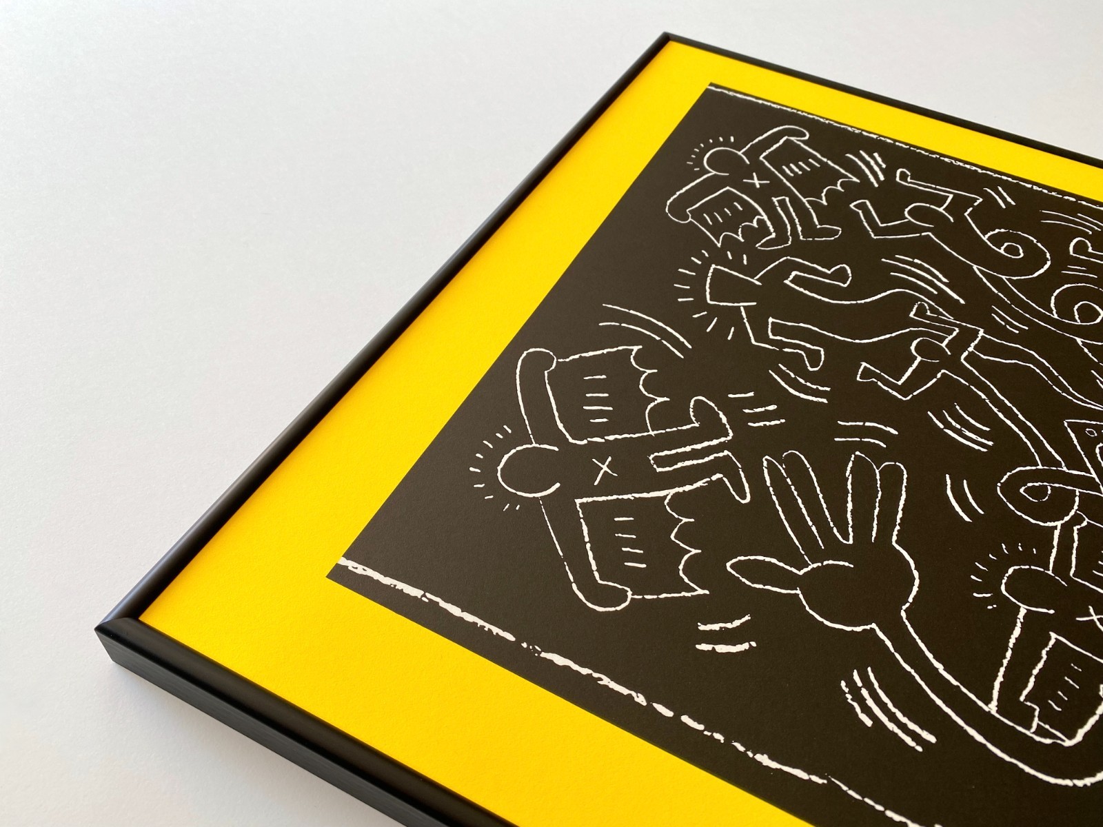 KEITH HARING RARE 1990 LITHO PRINT FRAMED POP ART EXHIBIT POSTER “UNTITLED” 1985