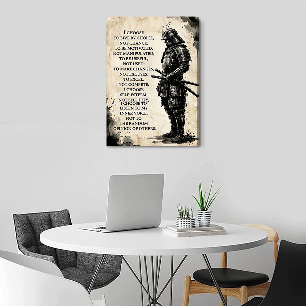 Samurai Warrior Inspirational Quote Poster Motivational Wall Art Self Esteem