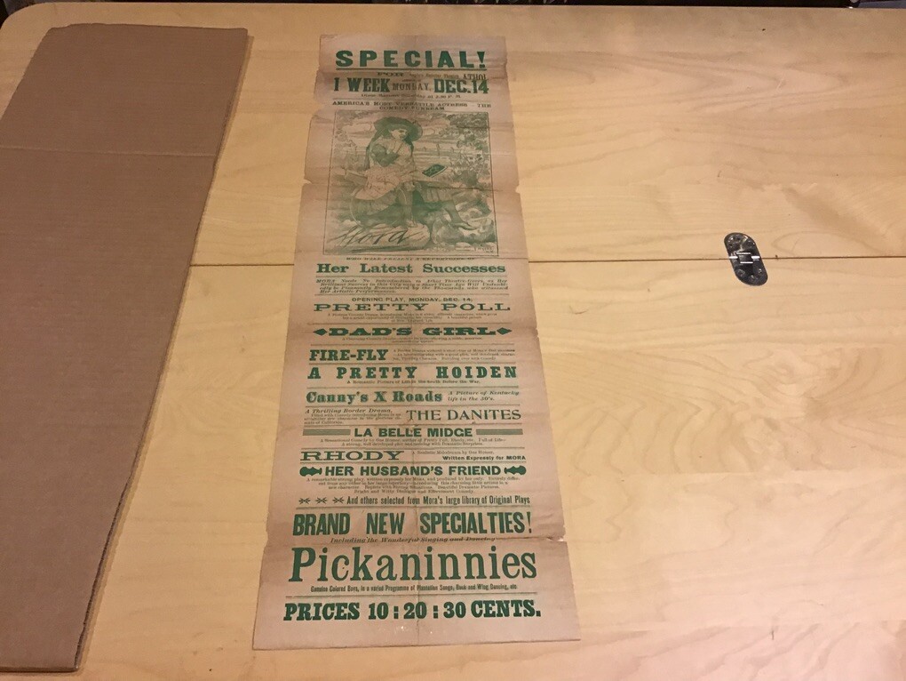 v early double sided poster – circa 1890’s MORA the comedy sunbeam – Vaudeville