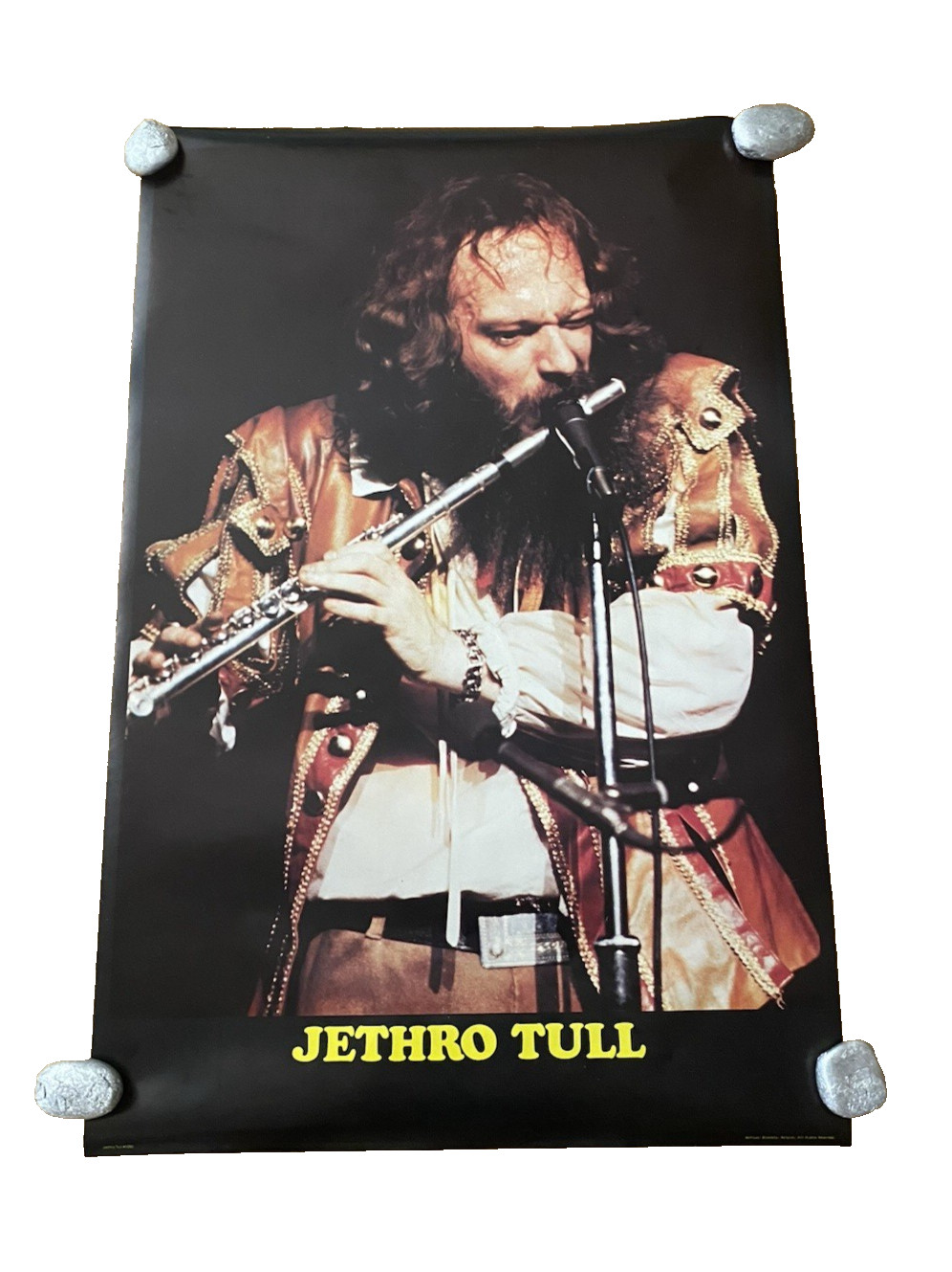 Jethro Tull Poster Ben Lux 1980s Music Poster Playing Flute Pinup 23″X35 Vint.