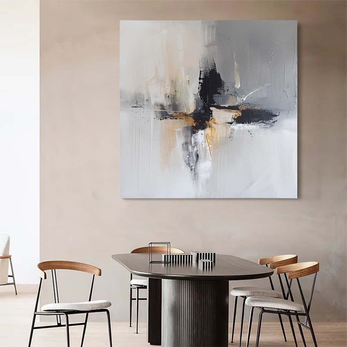 Hand-painted oil Painting on canvas Wall Art Home Decor abstract Gray Black