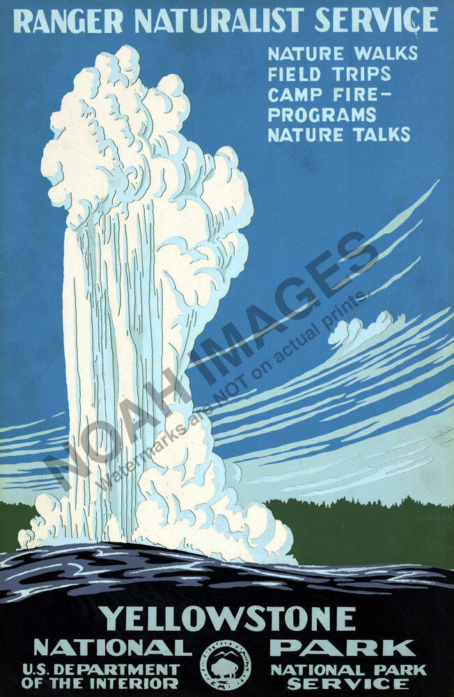 Yellowstone National Park vintage travel poster 12×18
