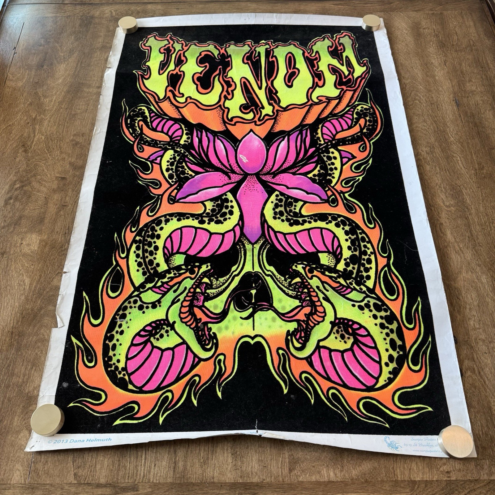 2013 VENOM Snake Black Light Velvet Flocked Poster Scorpio Posters 23 x 35