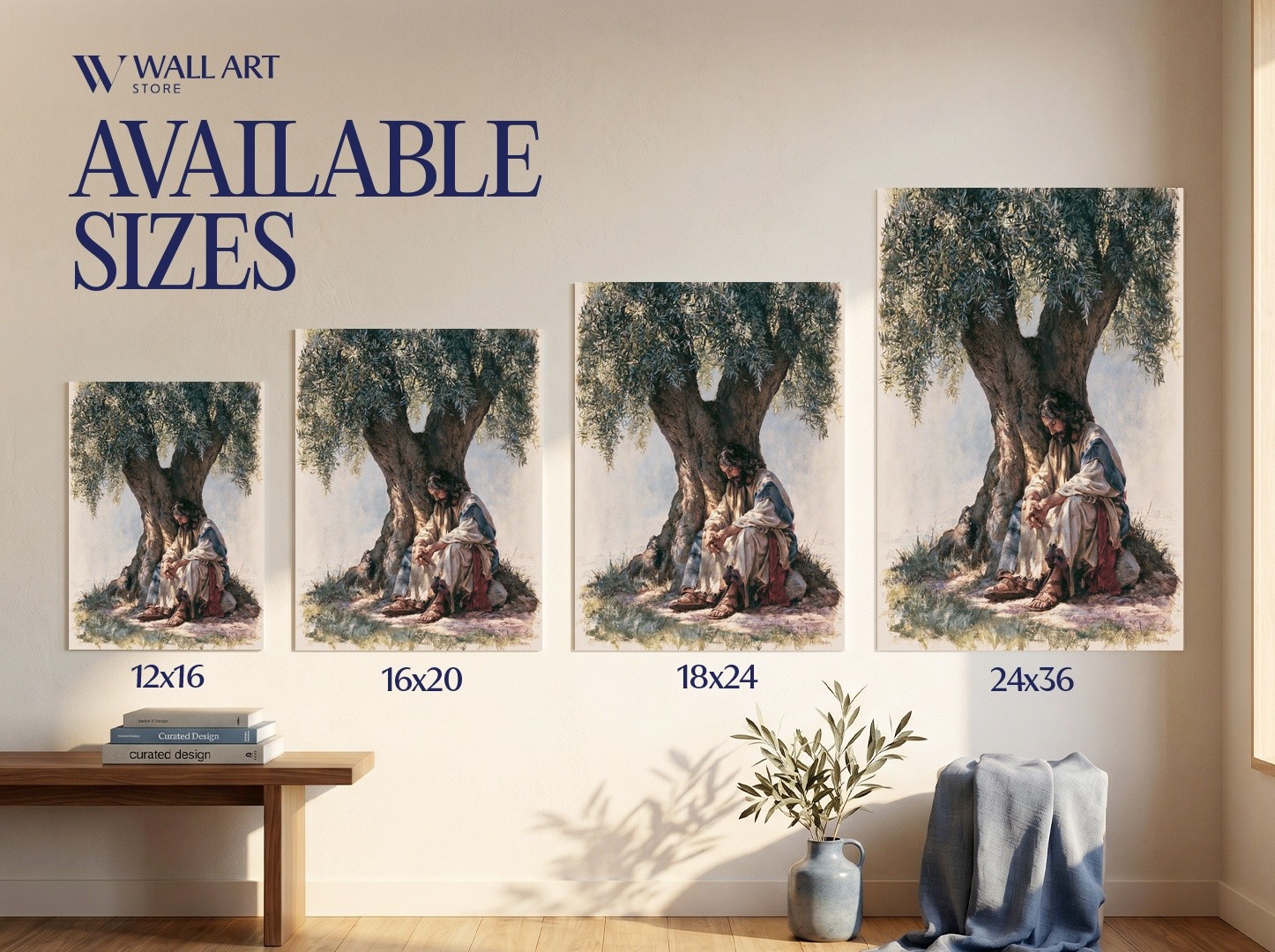 Contemplative Figure Realism Poster | Spiritual Wall Art | Living Room Decor