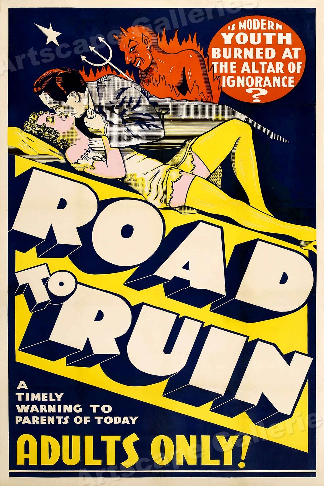 1930s “Road to Ruin” Vintage Style Classic Movie Poster – 24×36