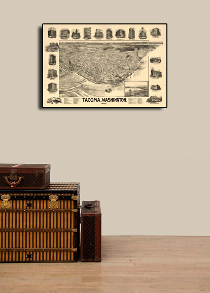Tacoma WA 1893 Historic Panoramic Town Map – 16×24
