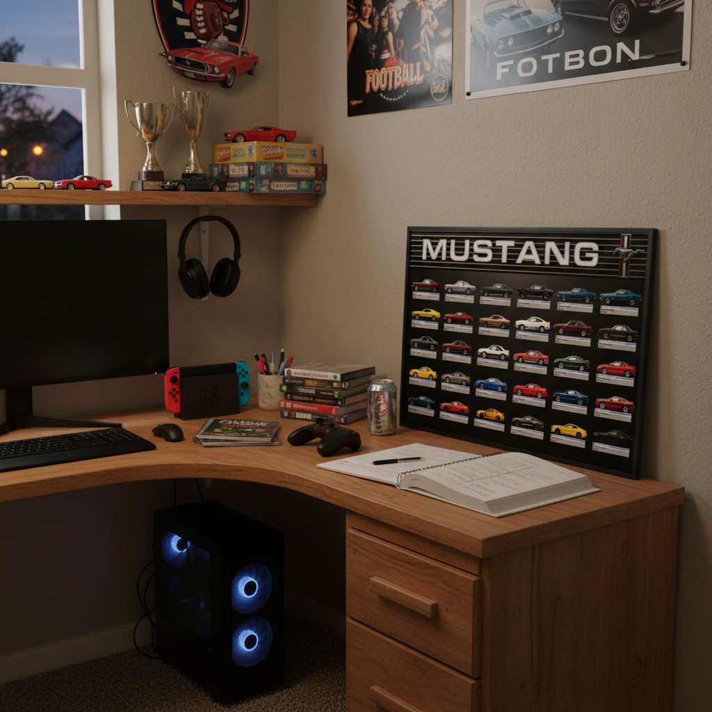 Ford Mustang Evolution Poster – American Muscle Car History Wall Art Print